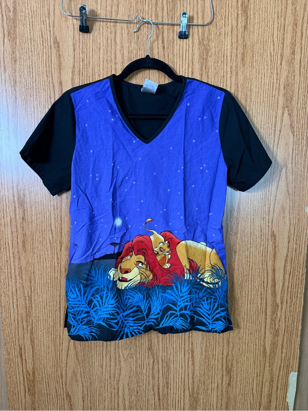 Purple & Black Lion King V-Neck Scrub Medical Uniform Top